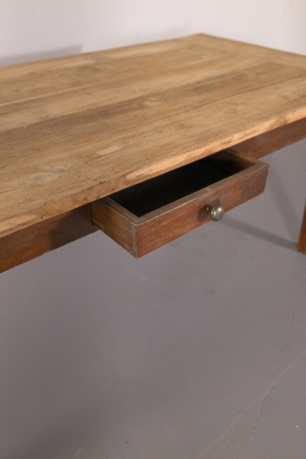 Antique English Farmhouse Dining Table with Drawer, Circa 1880