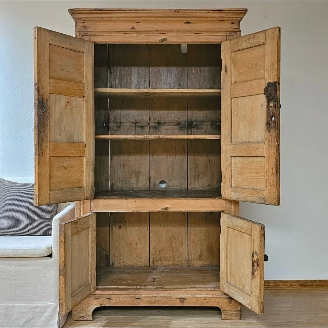 Antique pine linen cabinet