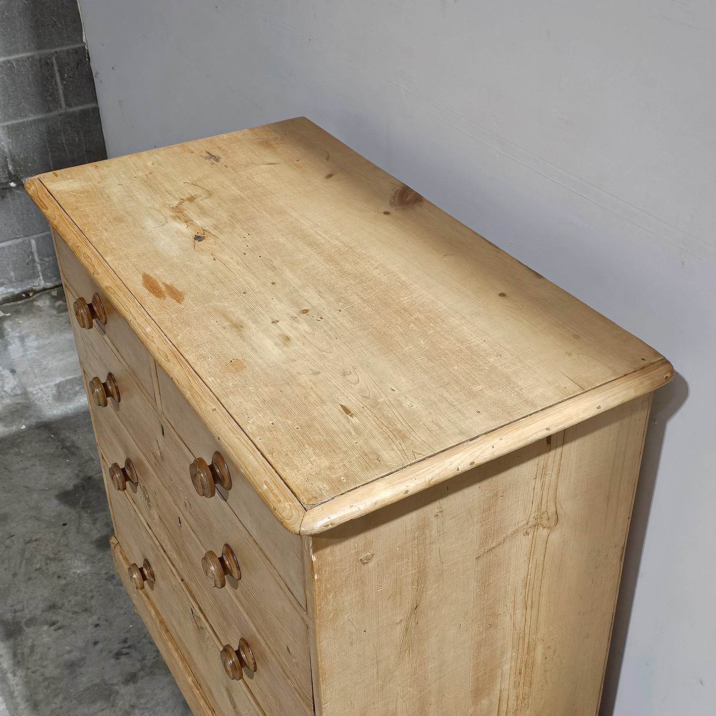 Antique English Bleached Pine Dresser, Chest of Drawers - Circa 1870