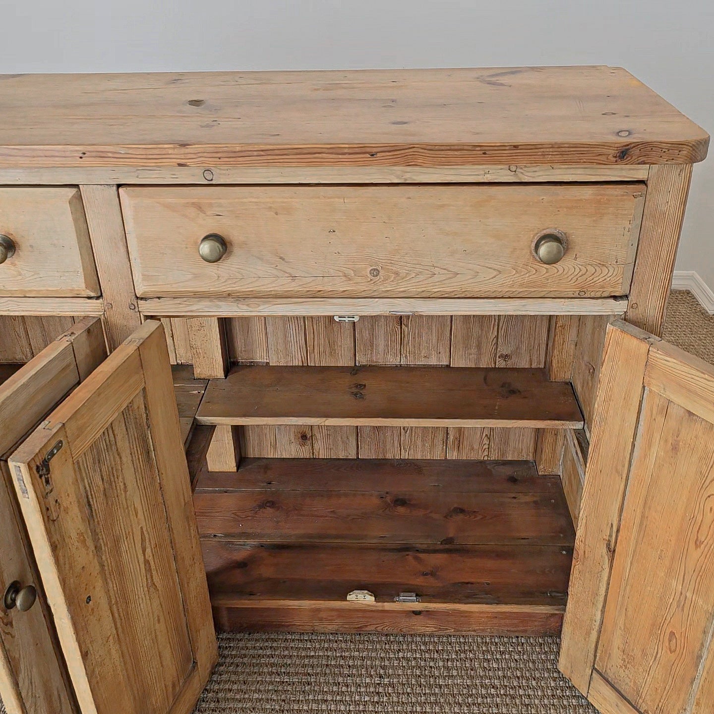 Antique English Pine Sideboard - Circa 1870