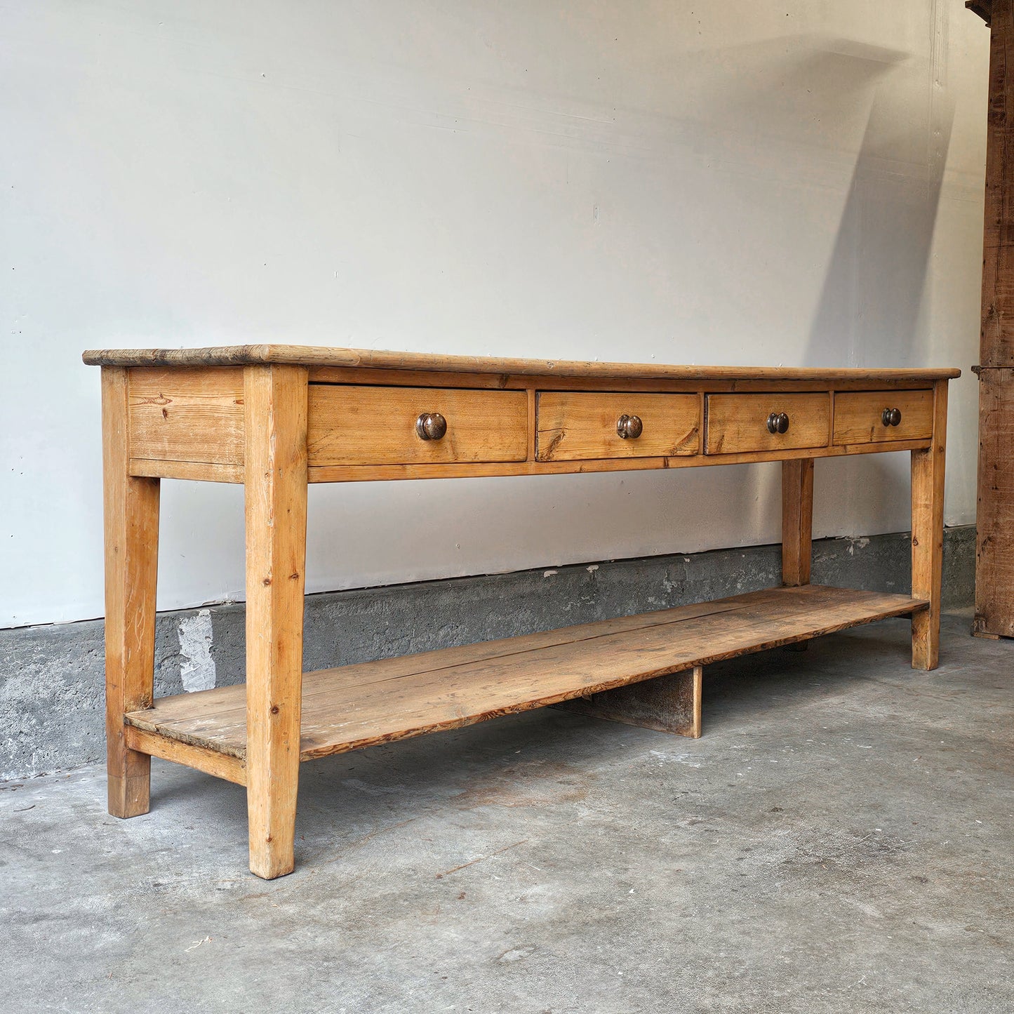 Antique English Pine Pot Board Dresser Base  - circa 1850