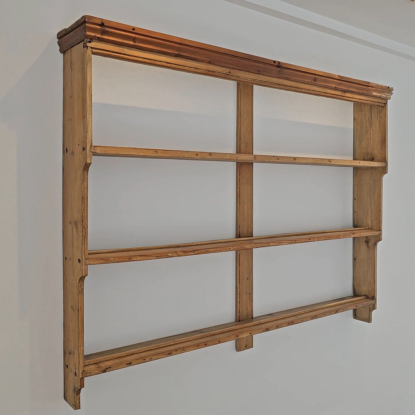 Antique English Pine Wall Plate Rack - Circa 1870