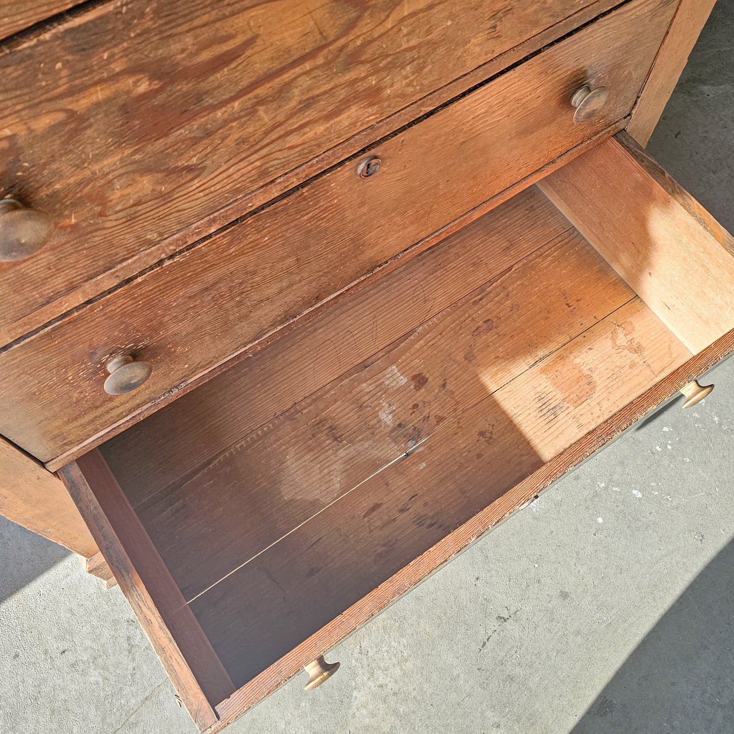 Antique Fir Wood Chest of Drawers (Dresser)