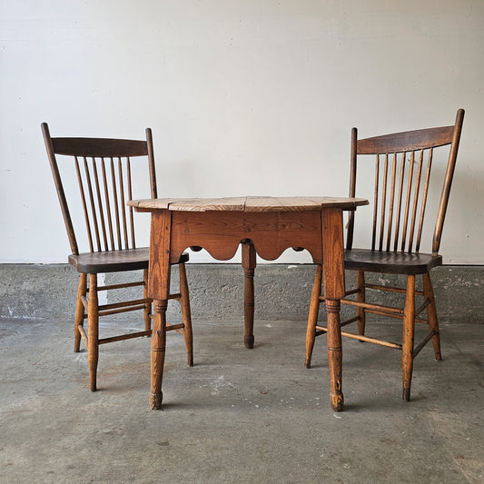 Antique pine cricket table with chairs