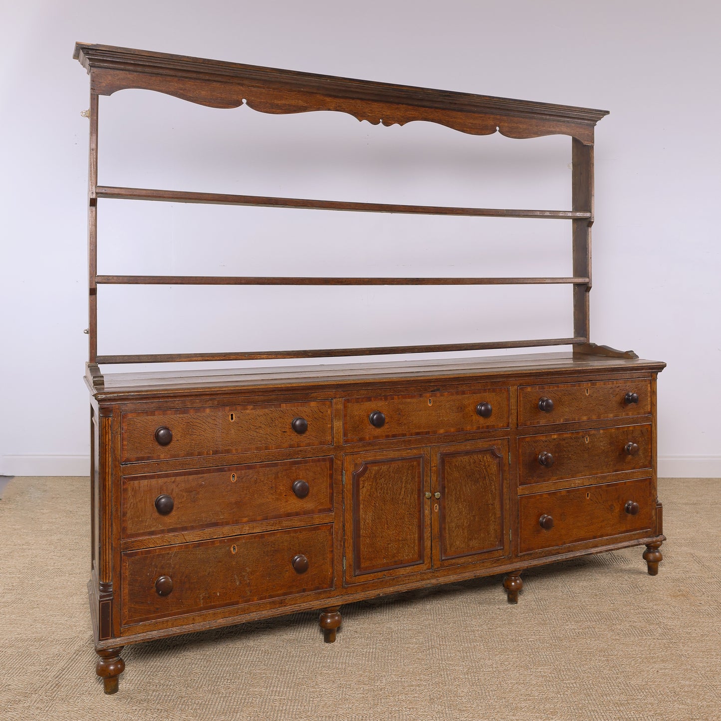 Antique Welsh Oak Dresser Circa 1850 Victorian Plate Rack Farmhouse Cupboard