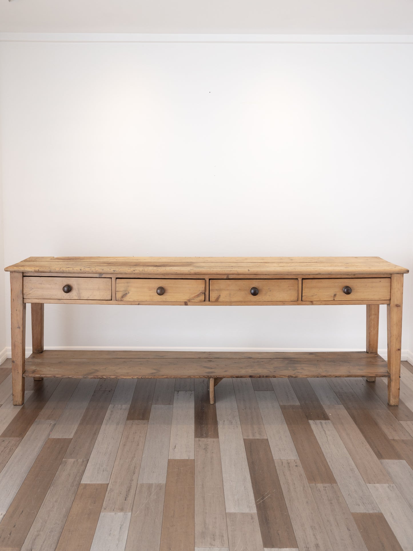 Impressive Antique English Pine Pot Board Dresser Base  - Circa 1850