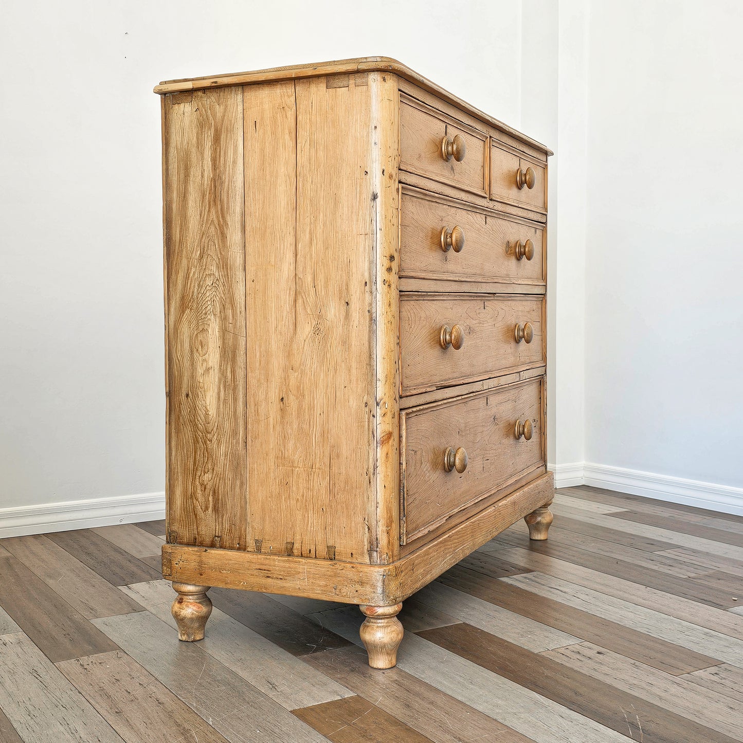 Stately Antique English Pine Chest of Drawers (Dresser) - Circa 1870