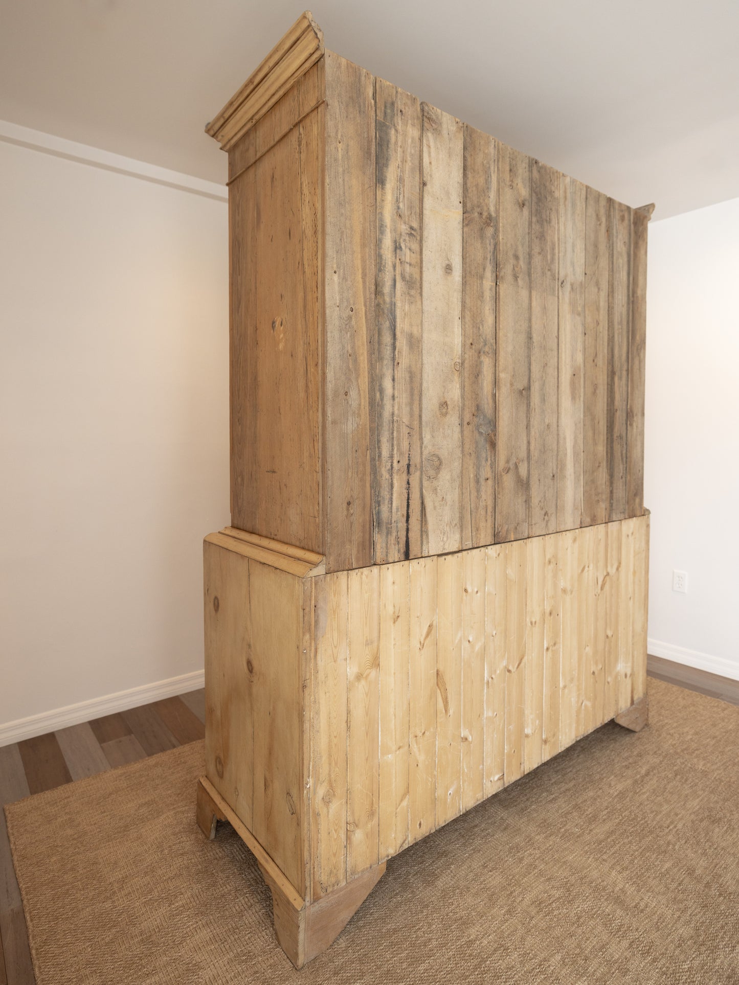 Antique English Pine Linen Press / Wardrobe - circa 1870