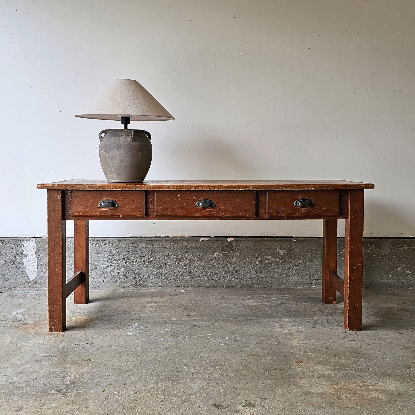 Antique wood table with drawers