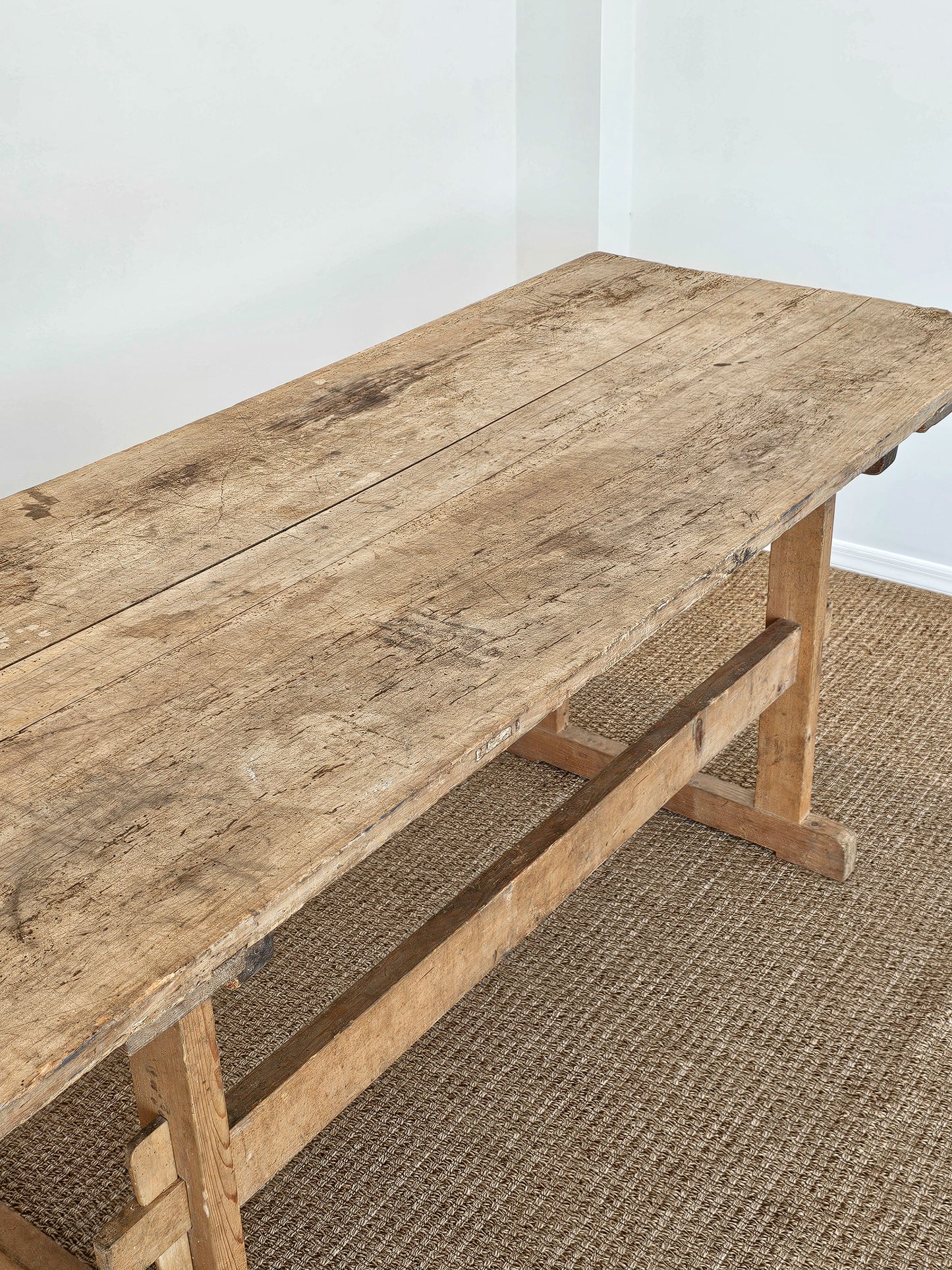 Antique European Pine Trestle Table