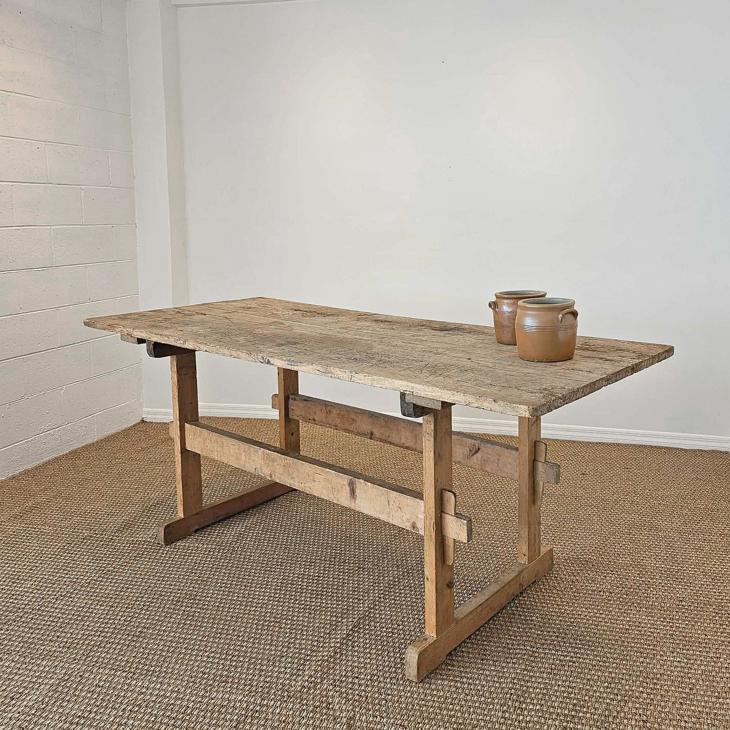 Antique European Pine Trestle Table