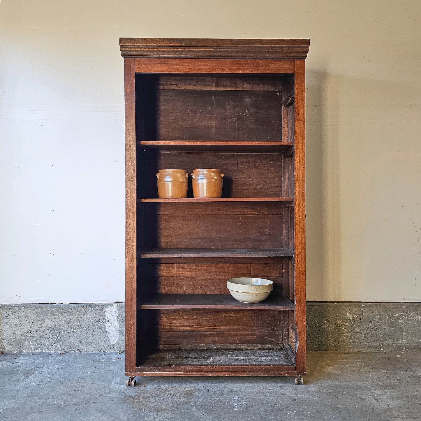 Antique Rolling Bookcase on Castor Wheels - Circa early 1900's