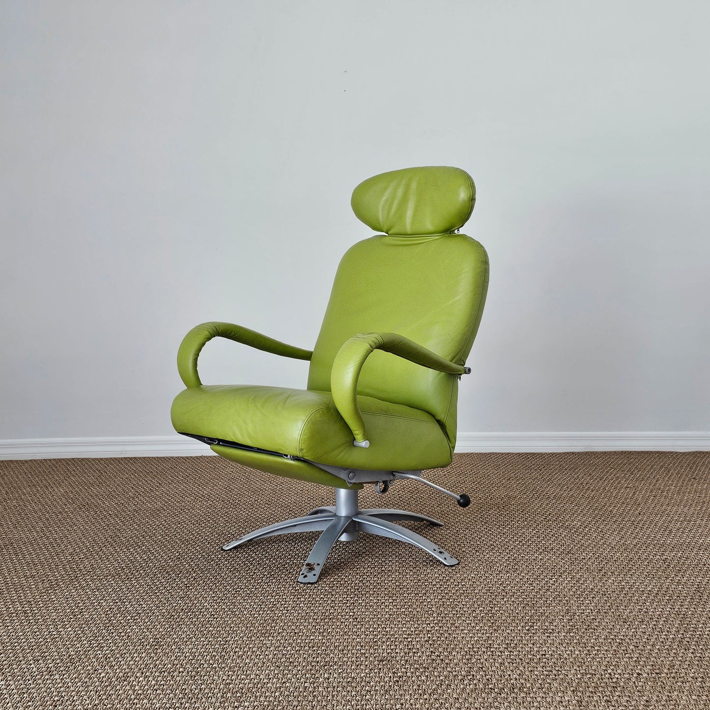 2007 Percival Lafer Reclining Lounge Chair – Lime Green Leather | Made in Brazil