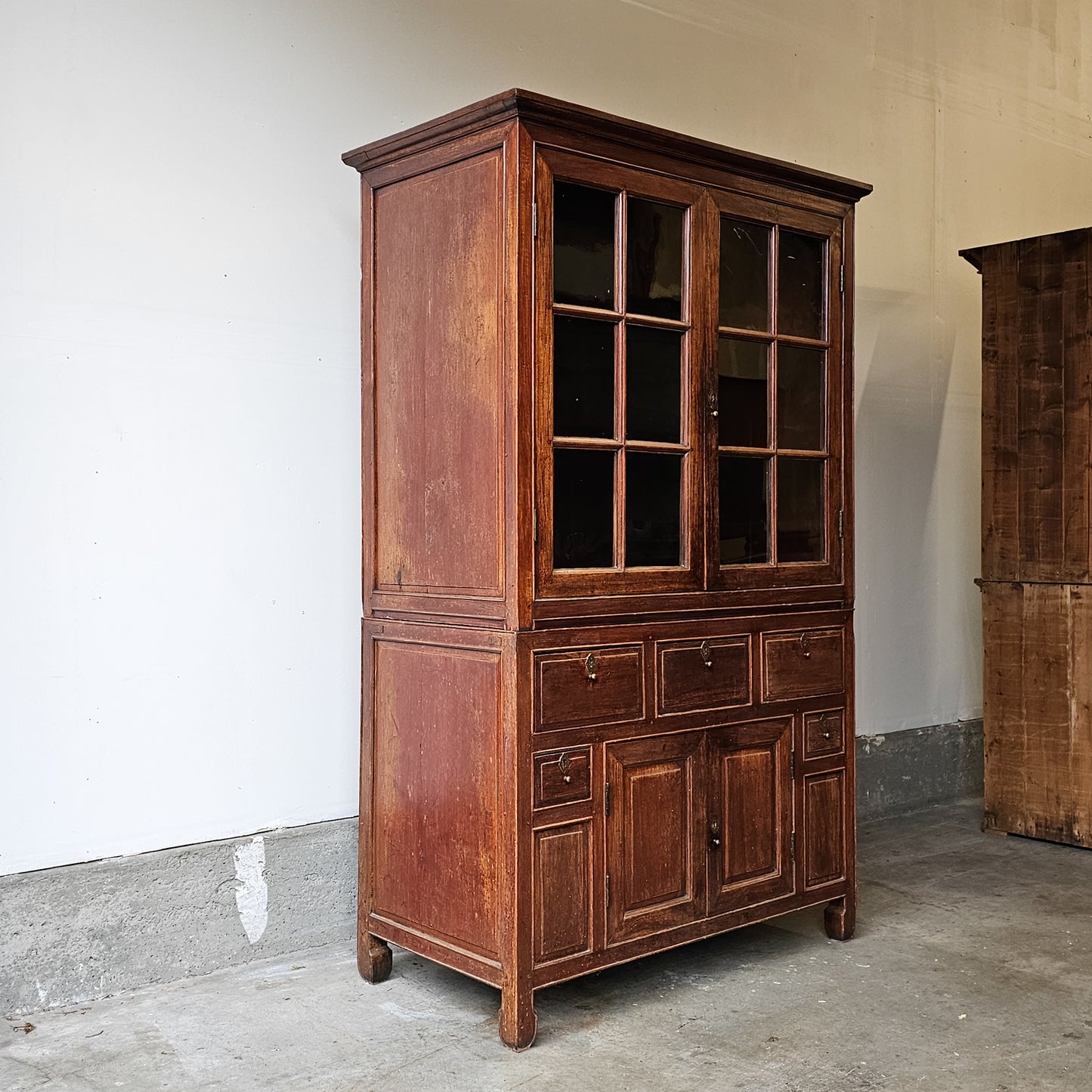Vintage Indonesian Hutch with glass doors
