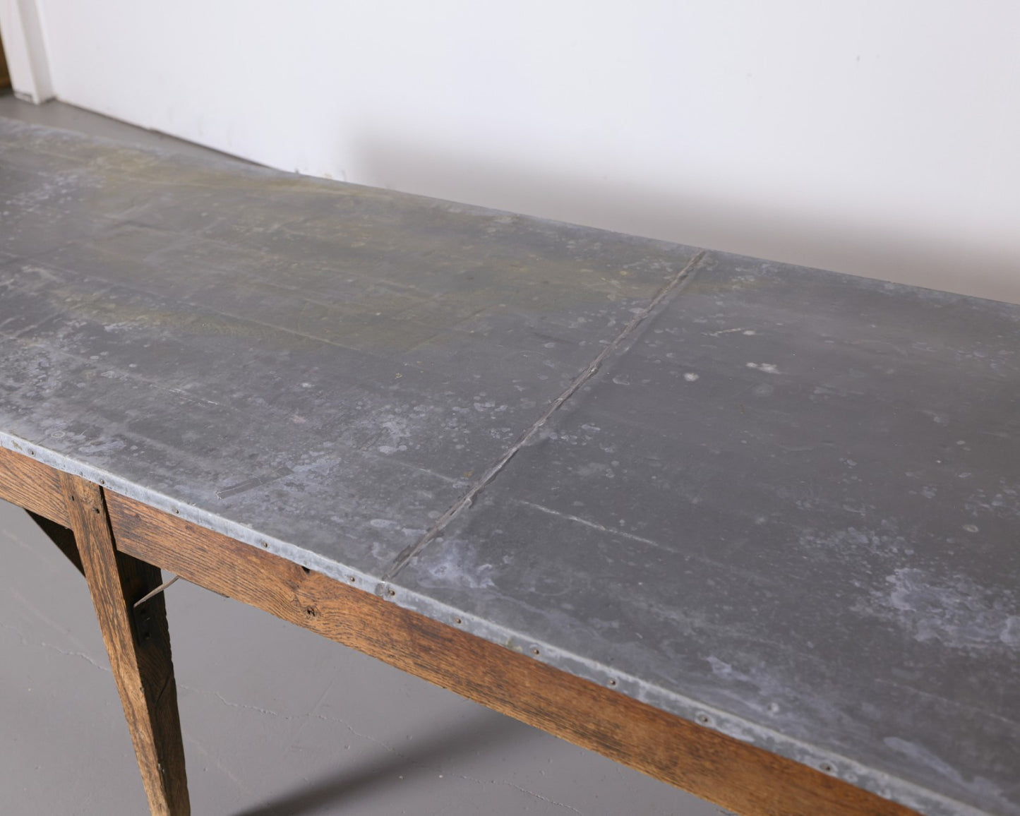 Antique French Oak Zinc Top Refectory Dining Table | Circa 1880