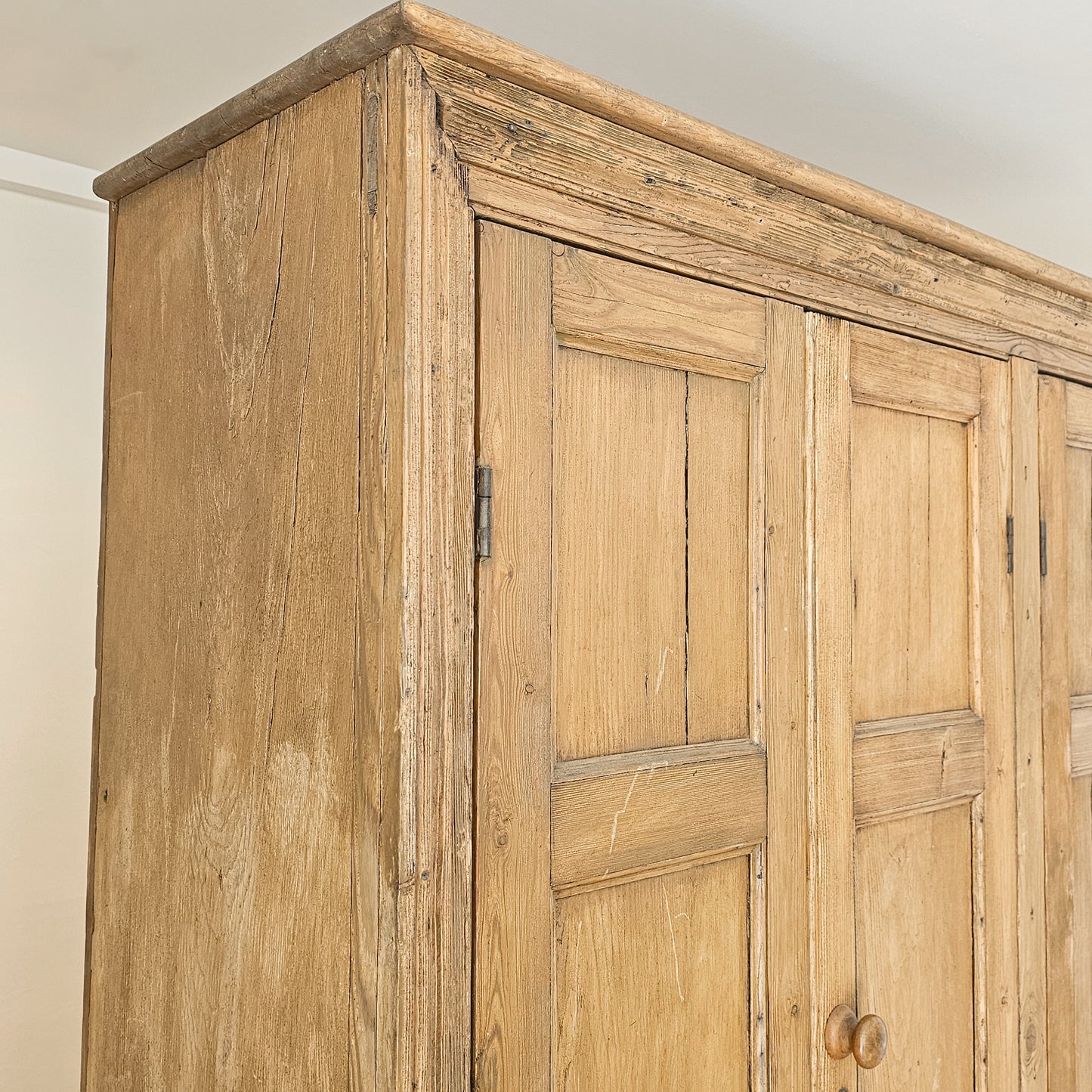 Monumental Antique English Pine Housekeeper’s Cupboard / Linen Press, Circa 1880