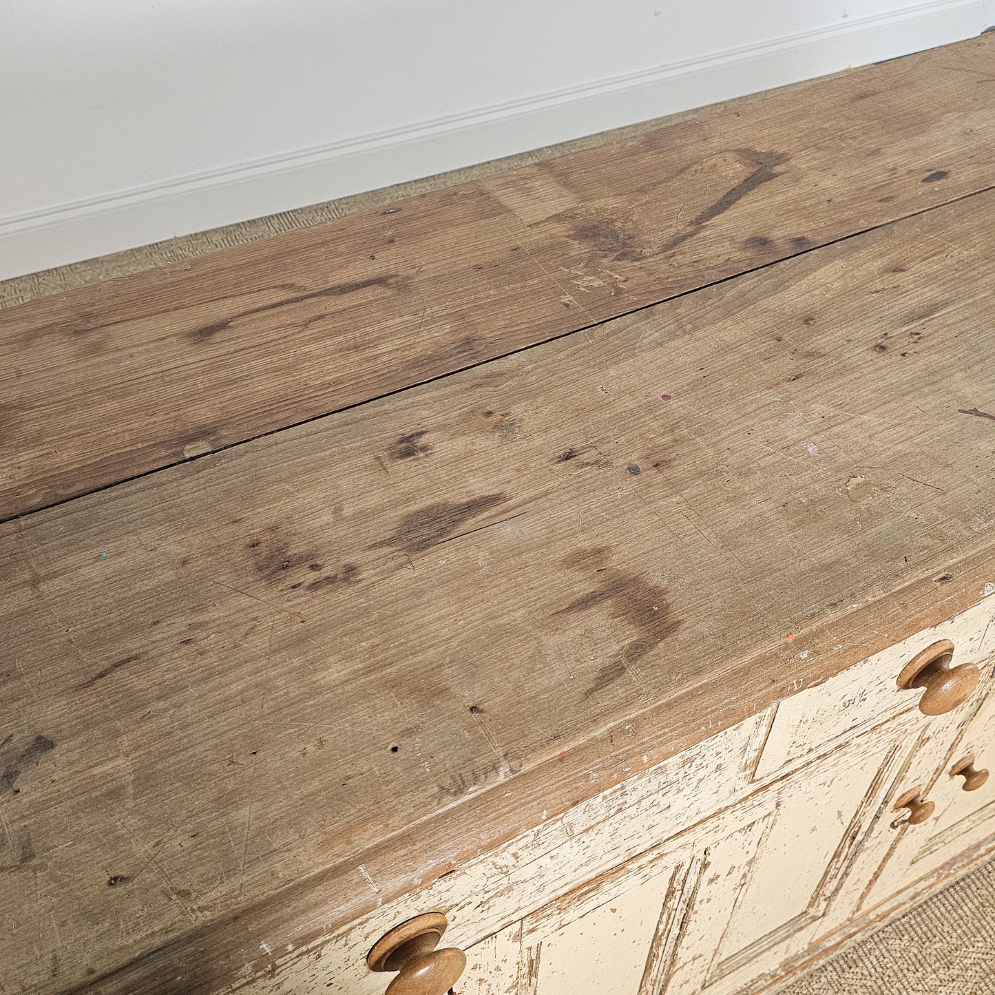 Antique English Painted Pine Sideboard | Circa 1870