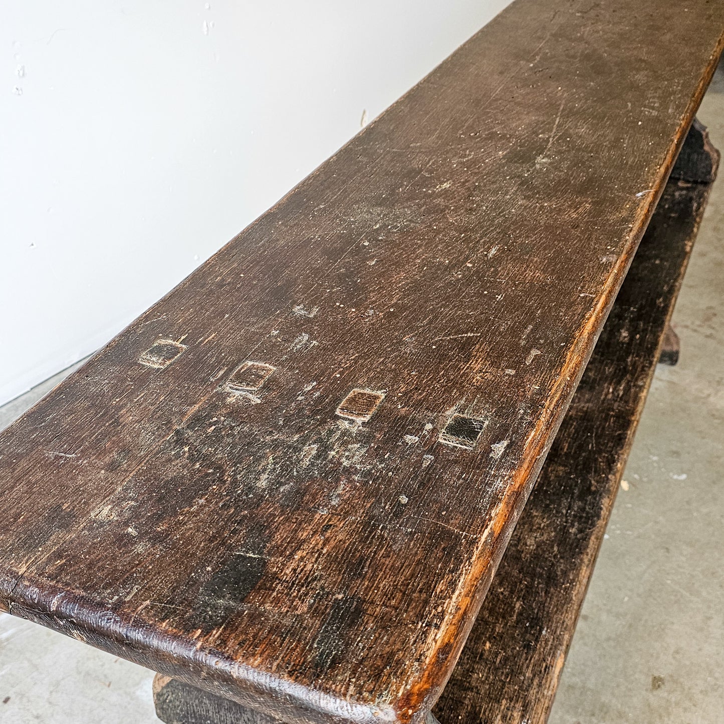 Antique English Oak Bench - Circa 1910