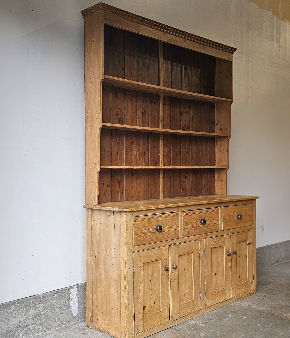 Monumental English Pine Kitchen Dresser (Hutch)-Circa 1880