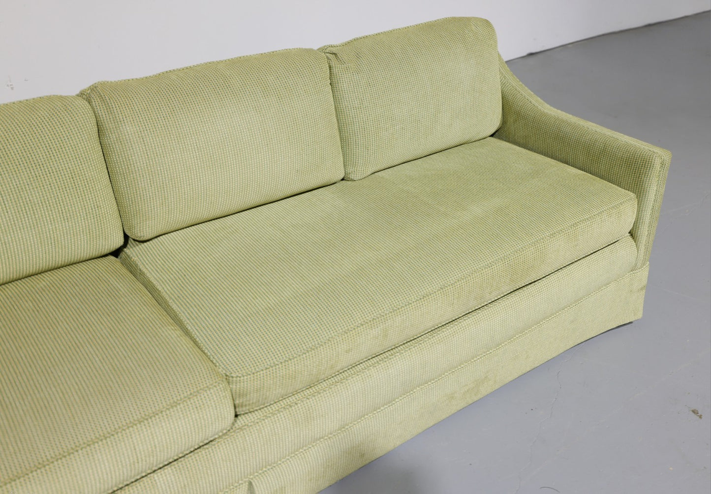 Vintage Oversized Mid-Century Green Upholstered Sofa | Circa 1970s