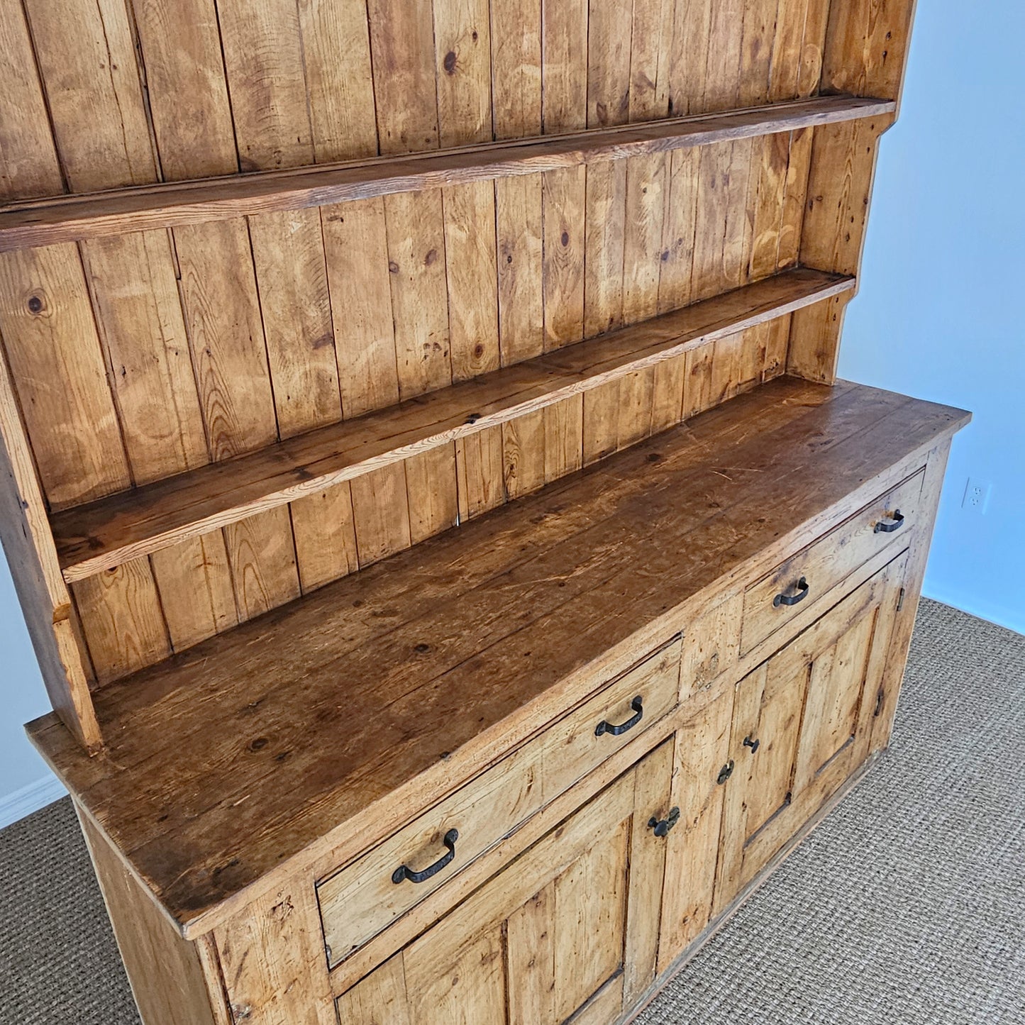 Antique English Pine Kitchen Hutch or Dresser - Circa 1890