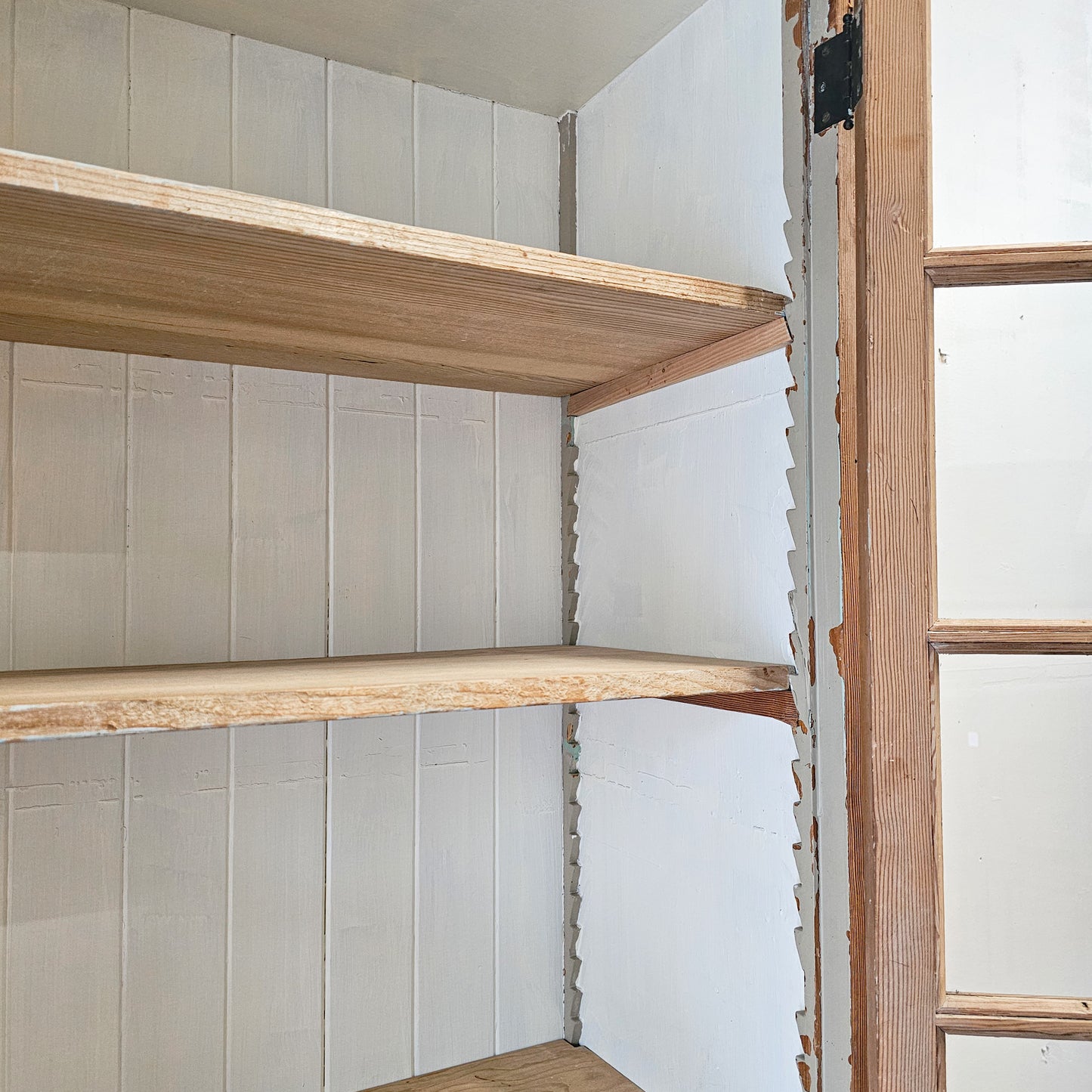 Vintage Pine Cabinet with glass doors