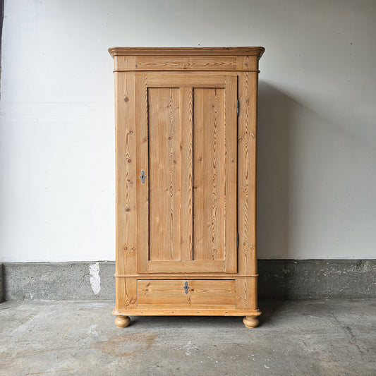 Antique Pine Single Door Wardrobe Cabinet