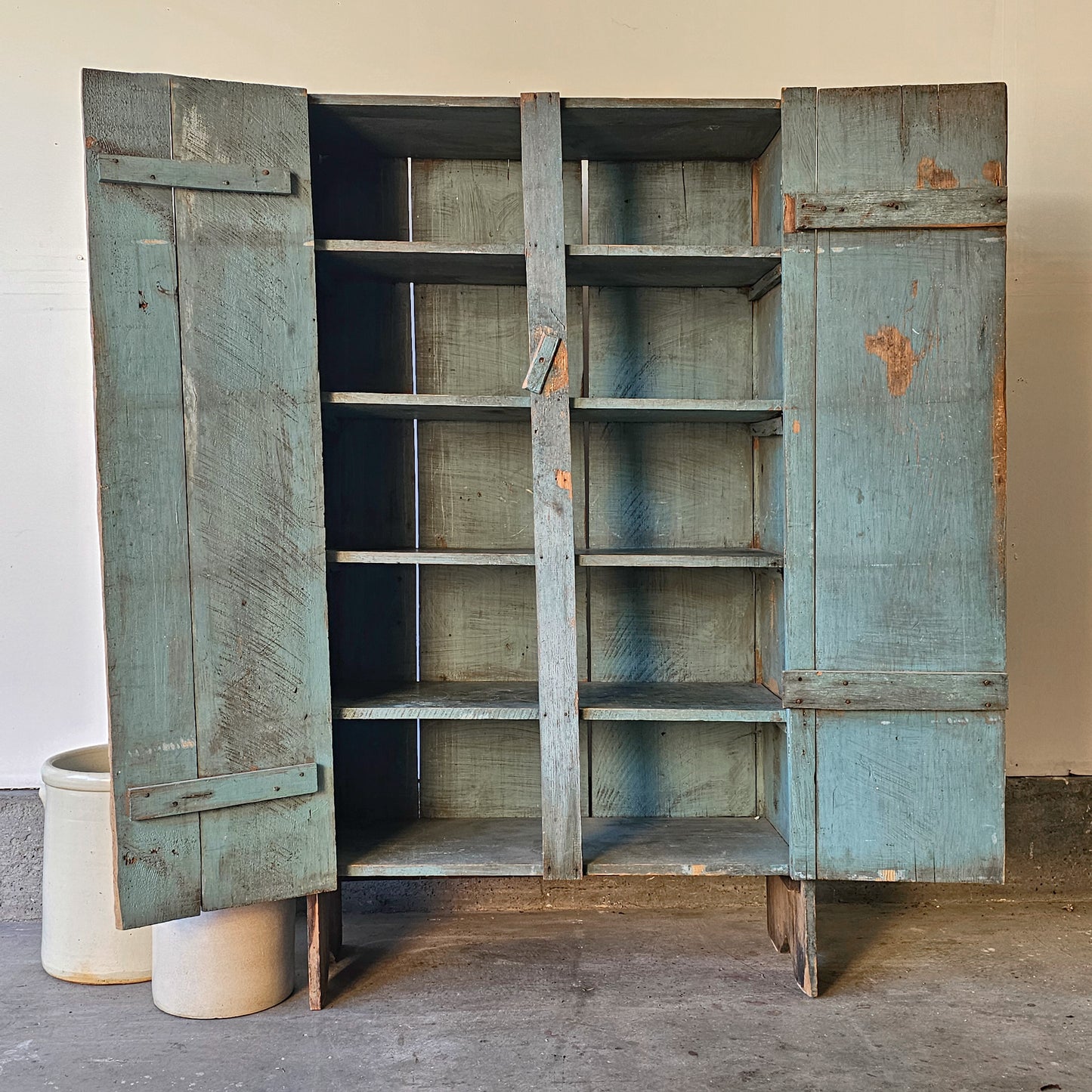 Antique primitive blue cabinet