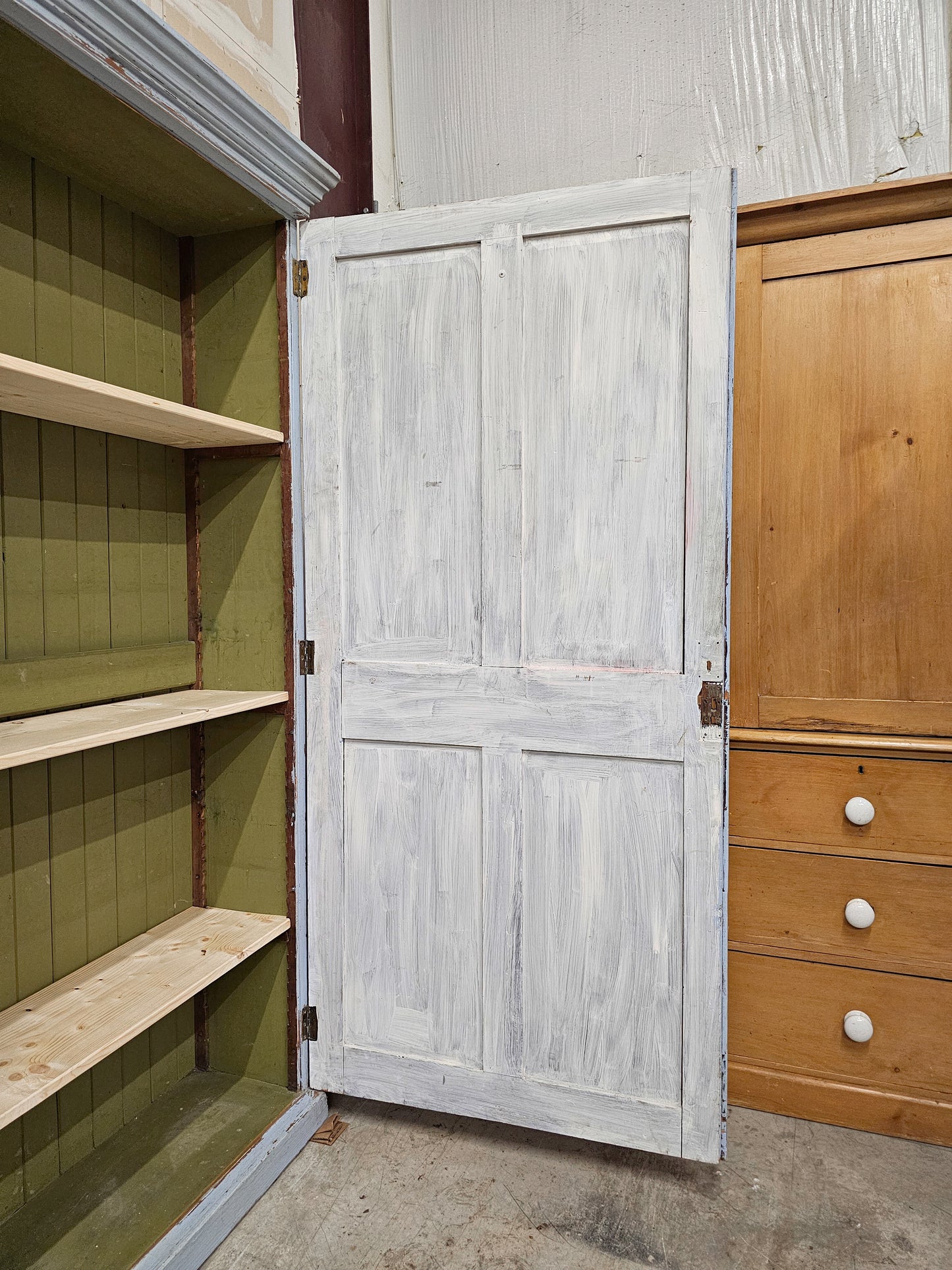 Substantial Antique Blue Painted Cabinet - Circa 1910