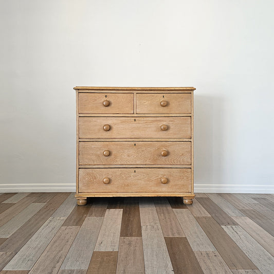 Antique English Bleached Pine Chest of Drawers (Dresser)- Circa 1870