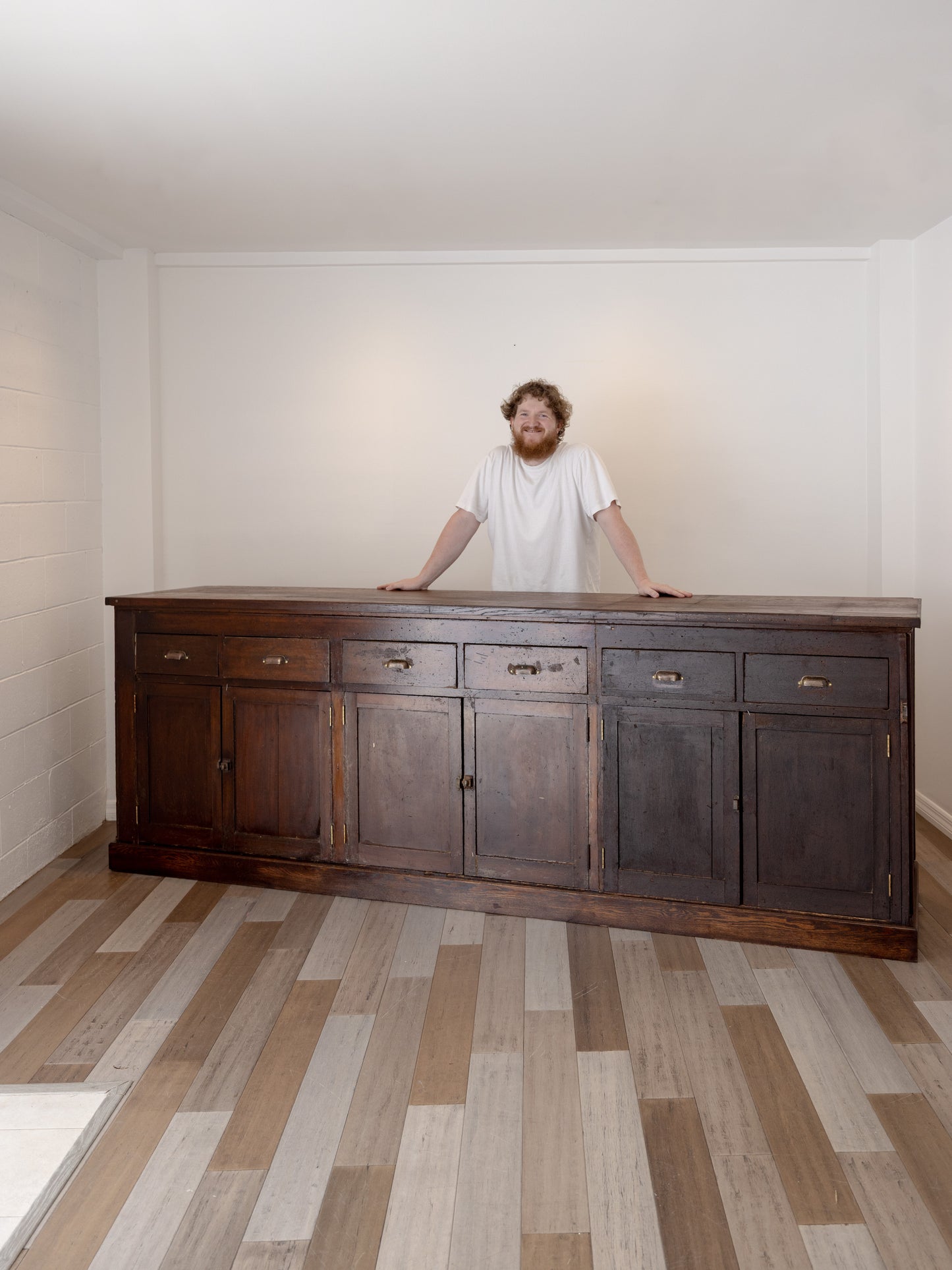 Large Antique Oak Shop Counter Cabinet - Circa Early 20th Century