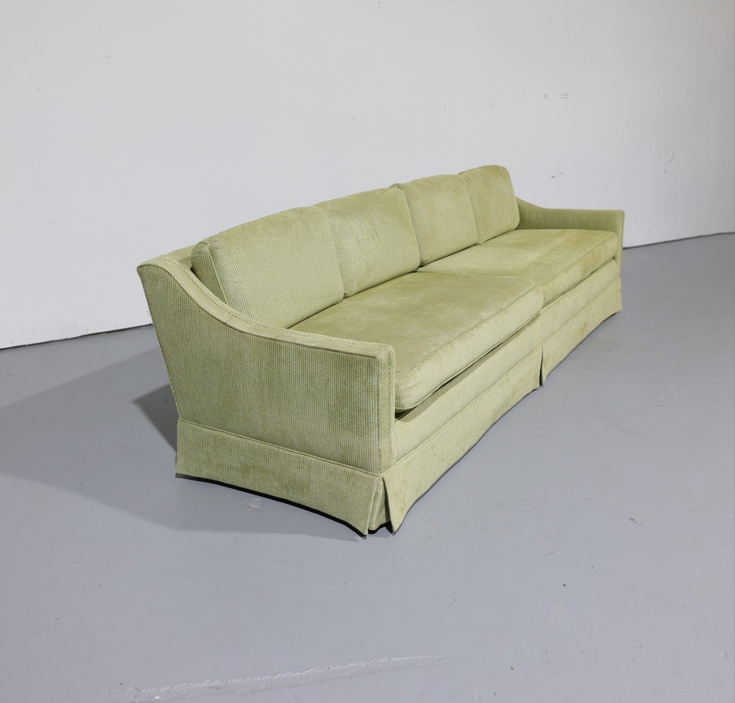 Vintage Oversized Mid-Century Green Upholstered Sofa | Circa 1970s