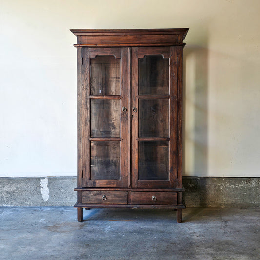 Vintage dark wood curio cabinet