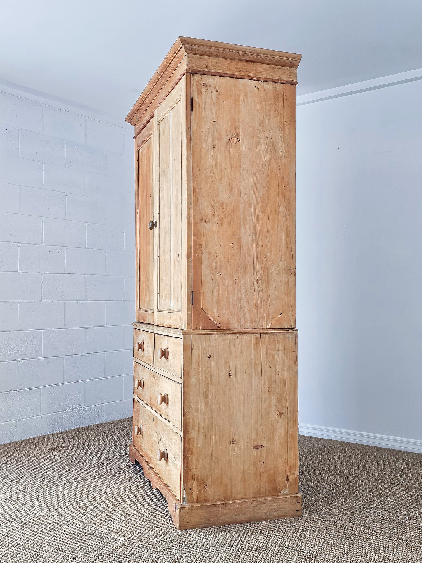 Antique English Pine Linen Press / Housekeeper’s Cupboard