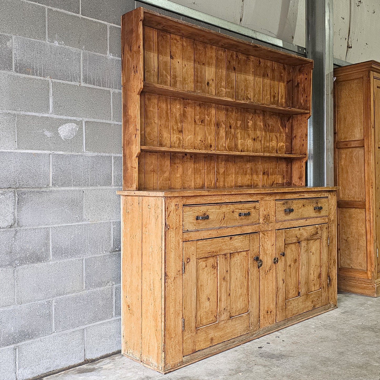 Antique English Pine Kitchen Hutch or Dresser - Circa 1890