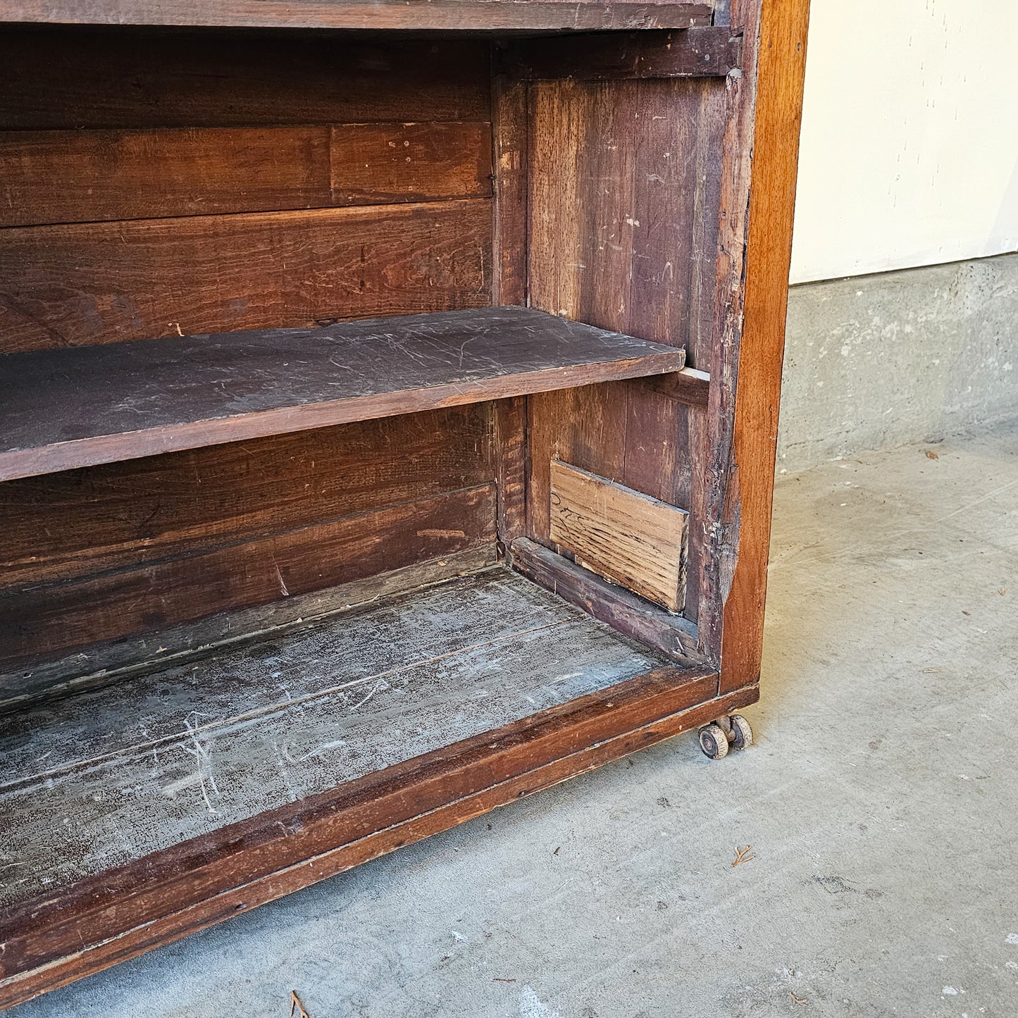 Antique Rolling Bookcase on Castor Wheels - Circa early 1900's