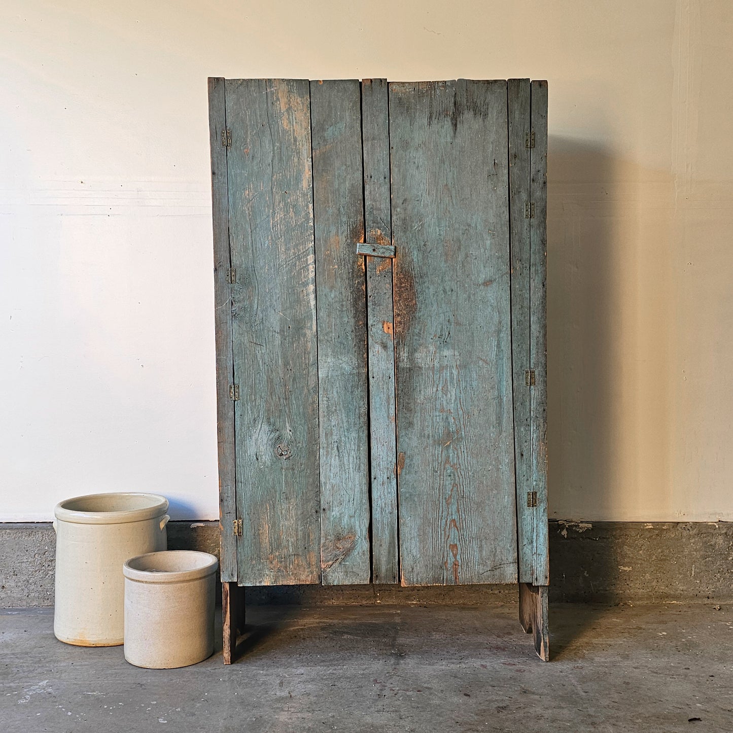 Antique primitive blue cabinet