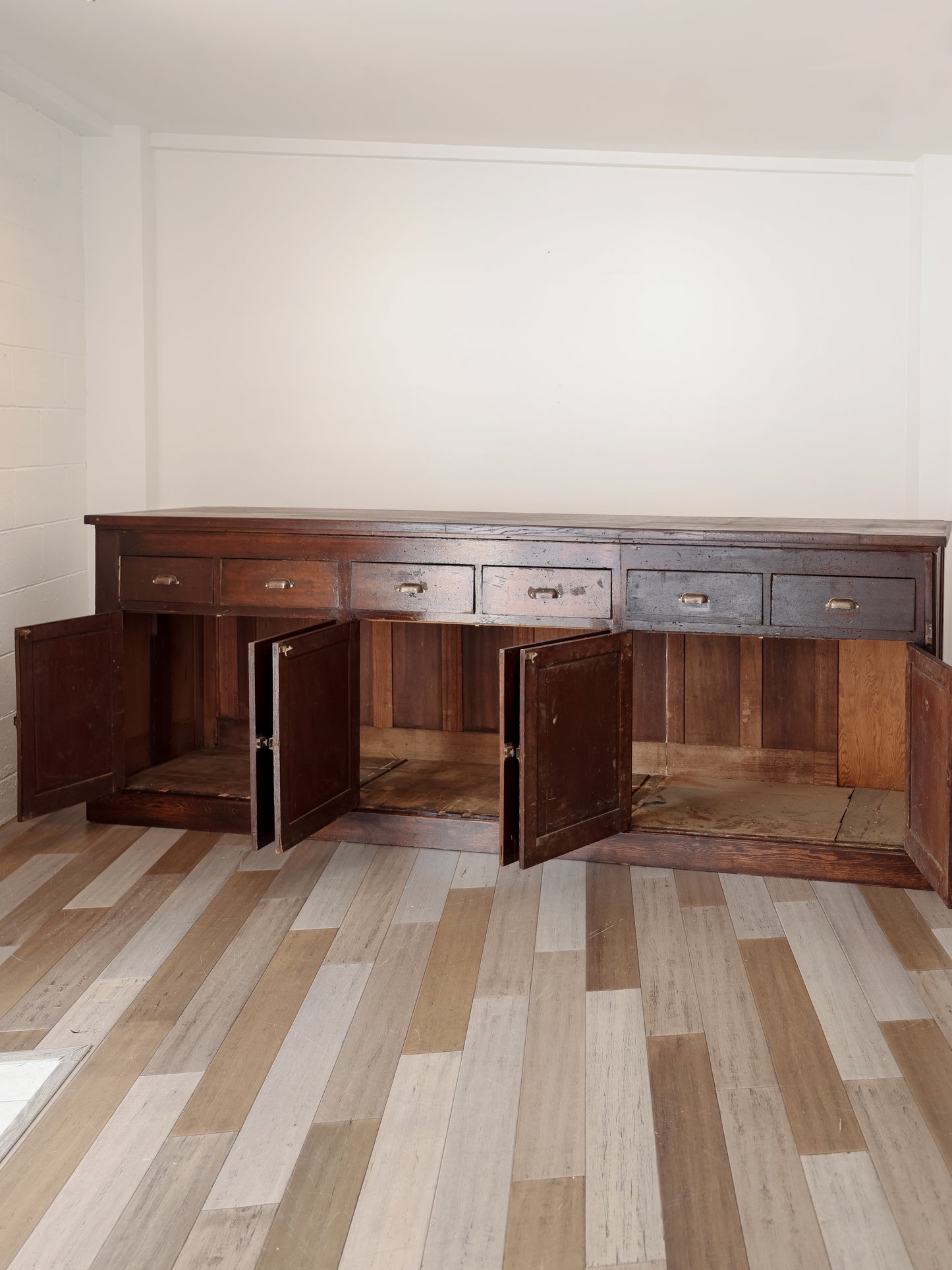 Large Antique Oak Shop Counter Cabinet - Circa Early 20th Century