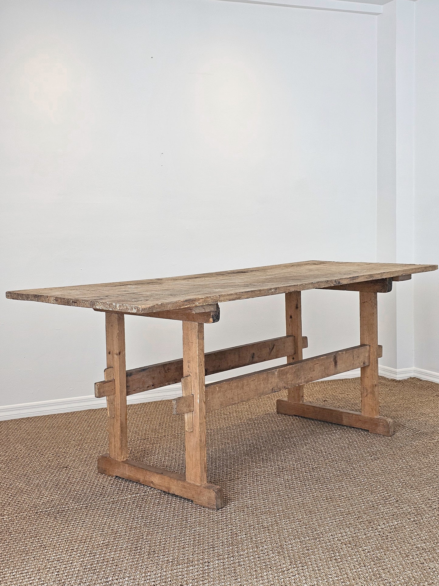 Antique European Pine Trestle Table