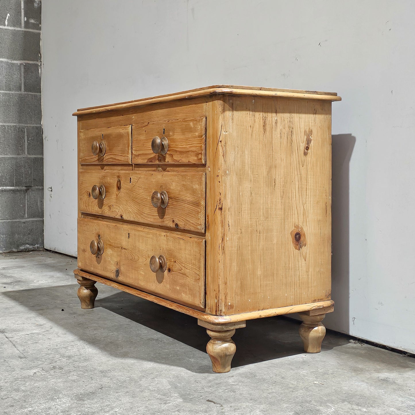 Petite Antique English Pine Chest of Drawers - Circa 1870