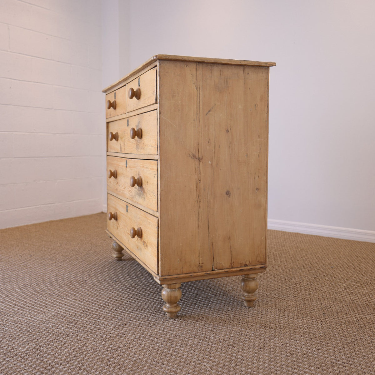 Antique English Pine Chest of Drawers (Dresser) - Circa 1880 #07