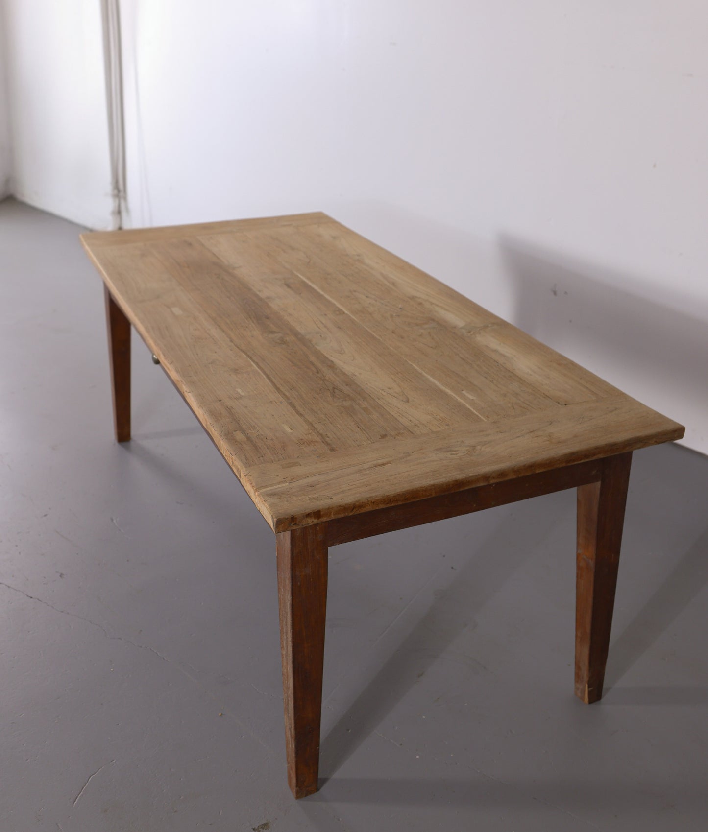 Antique English Farmhouse Dining Table with Drawer, Circa 1880