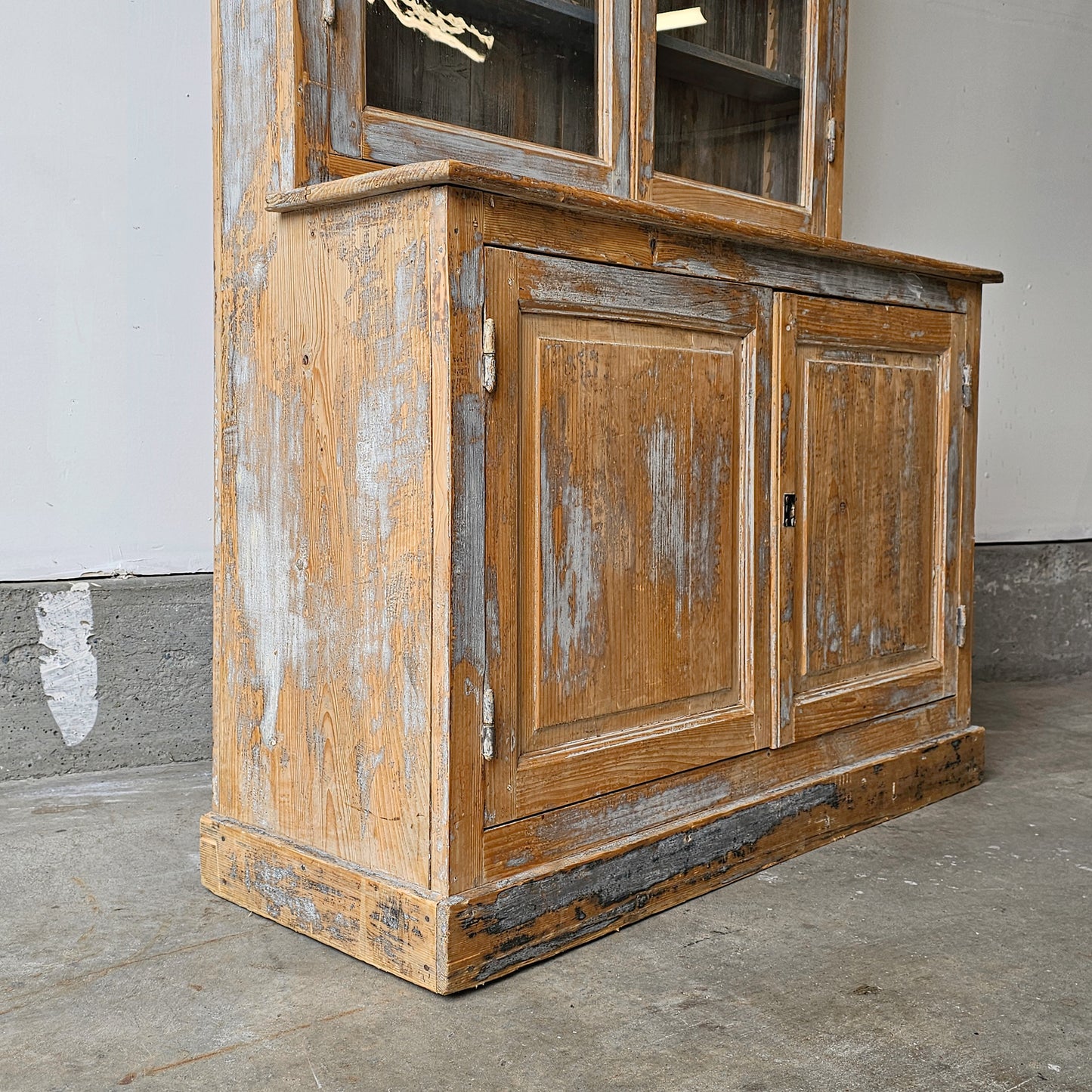 French Pine Glazed Bookcase / Cabinet — Circa 1880