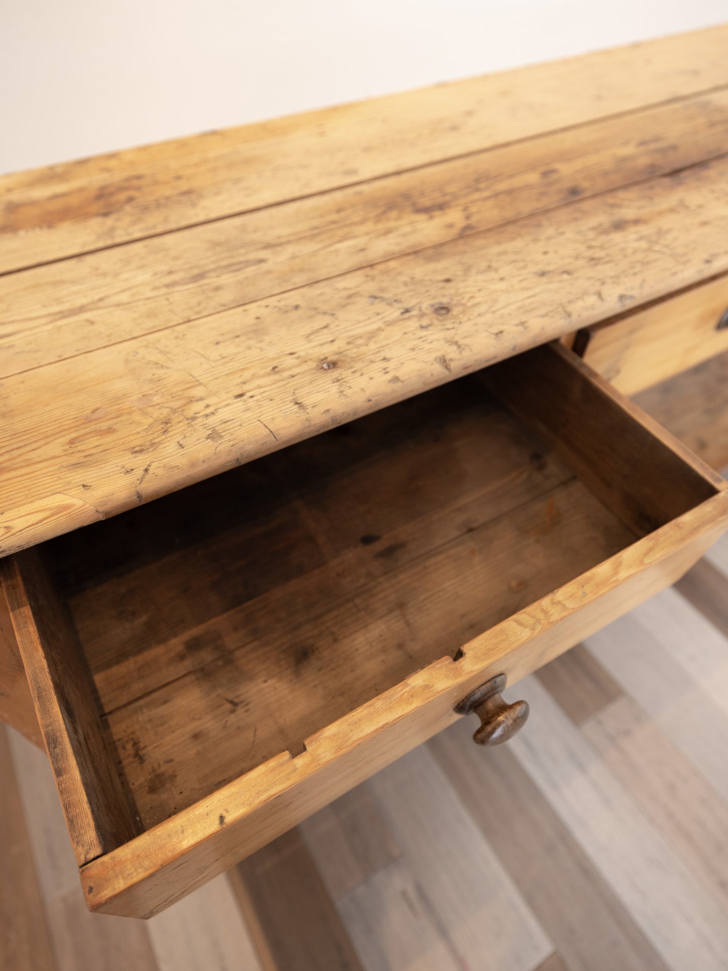 Impressive Antique English Pine Pot Board Dresser Base  - Circa 1850