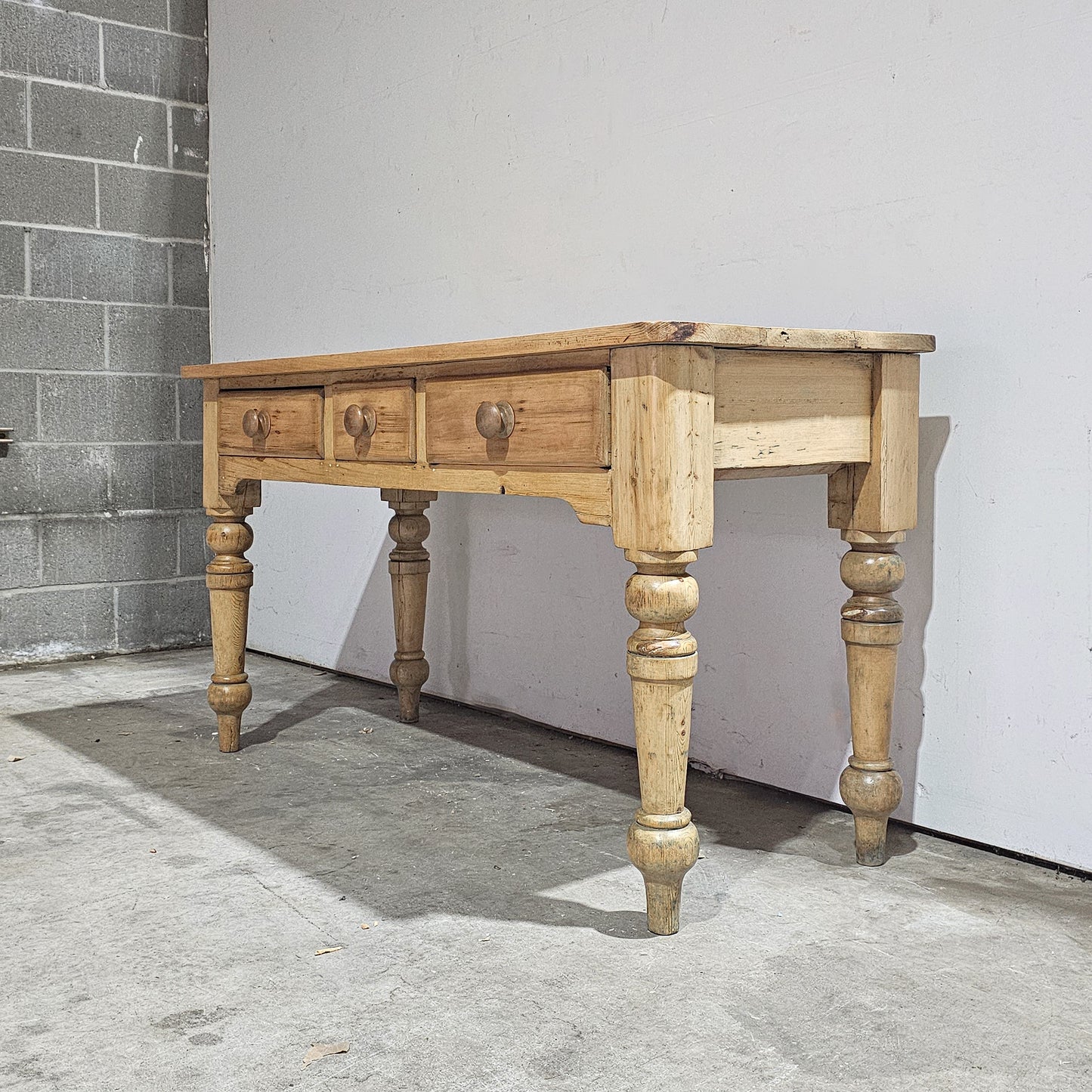 Antique English Pine Console Table or Desk - Circa 1880