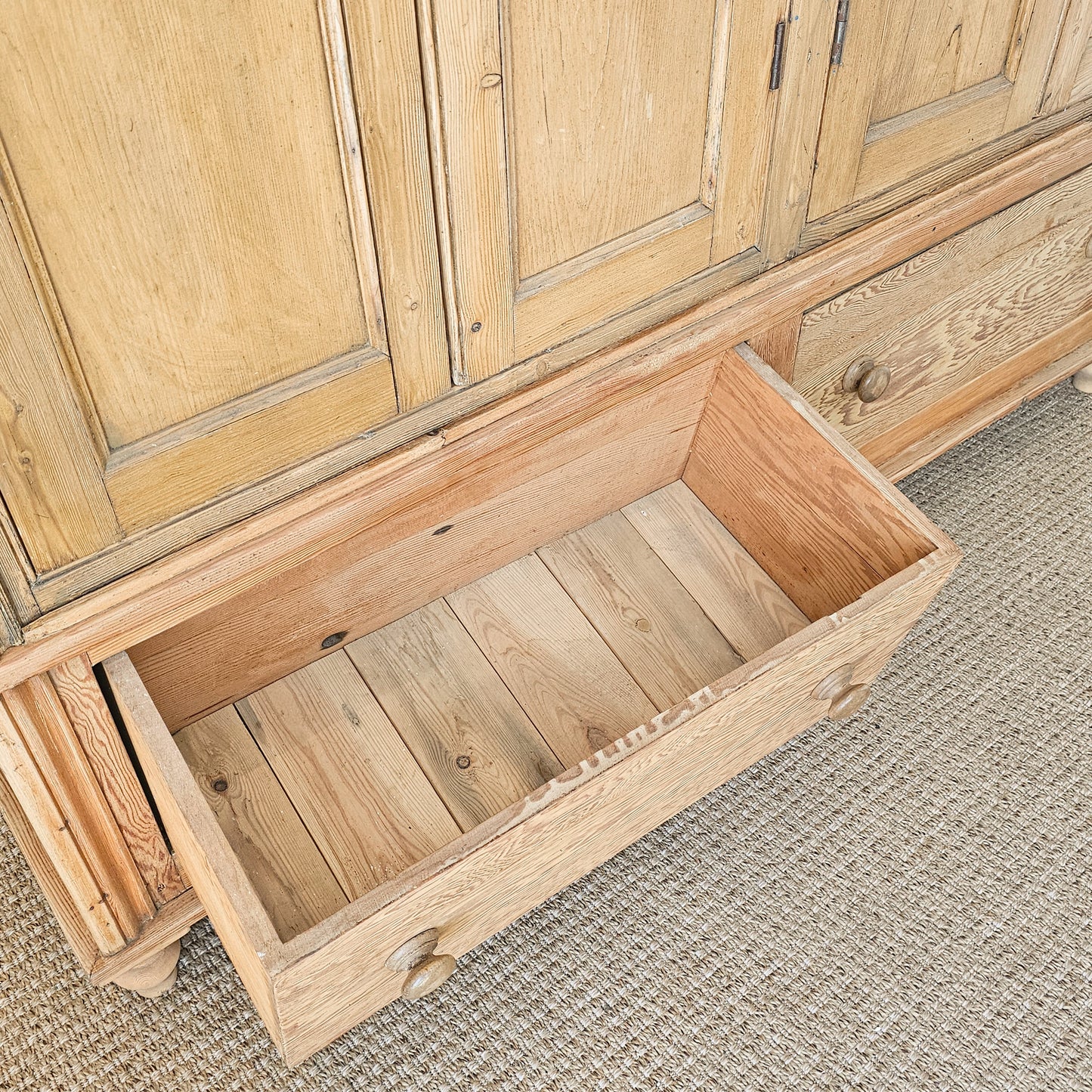 Monumental Antique English Pine Housekeeper’s Cupboard / Linen Press, Circa 1880