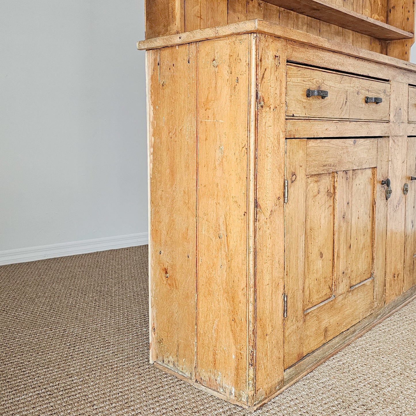 Antique English Pine Kitchen Hutch or Dresser - Circa 1890