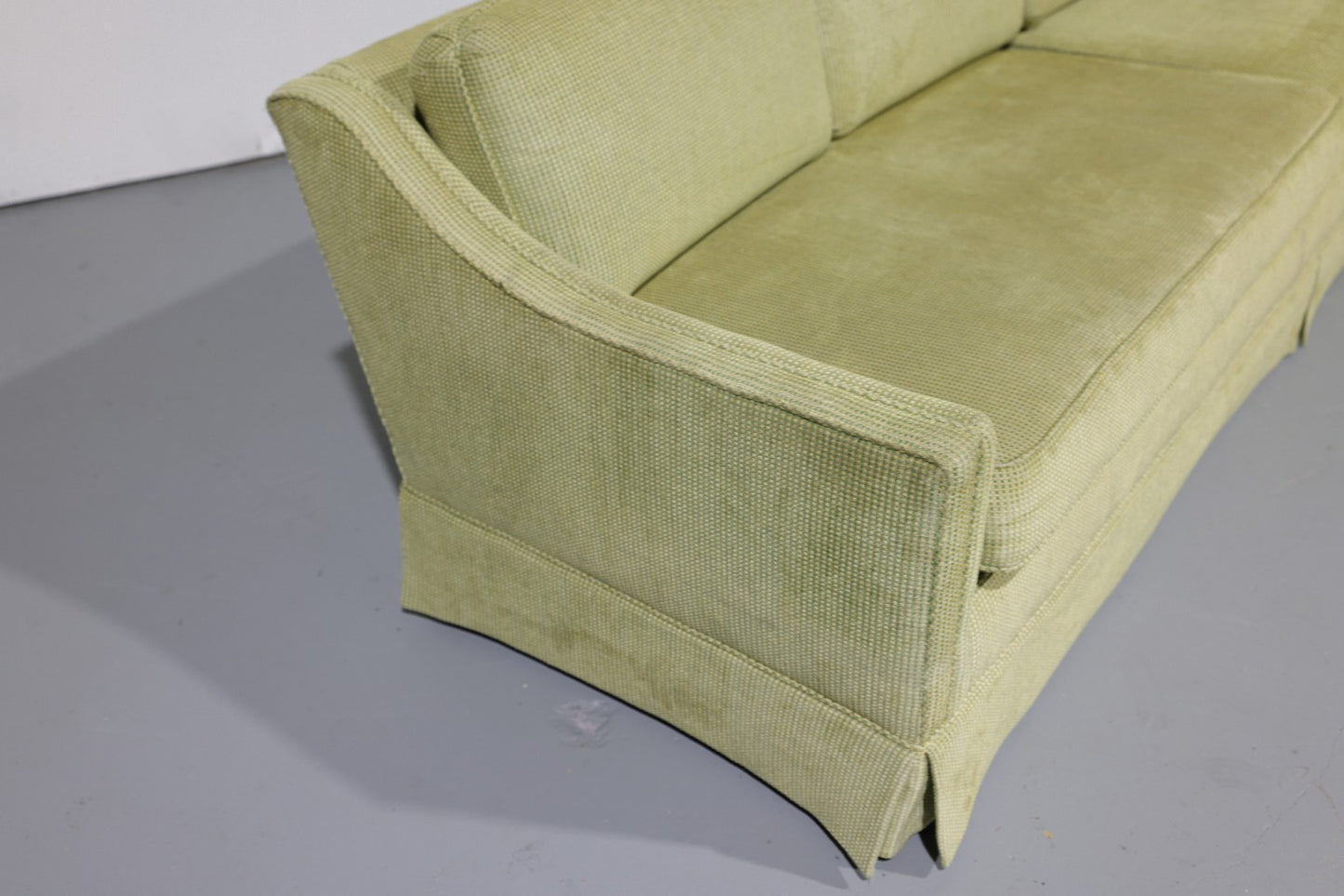 Vintage Oversized Mid-Century Green Upholstered Sofa | Circa 1970s