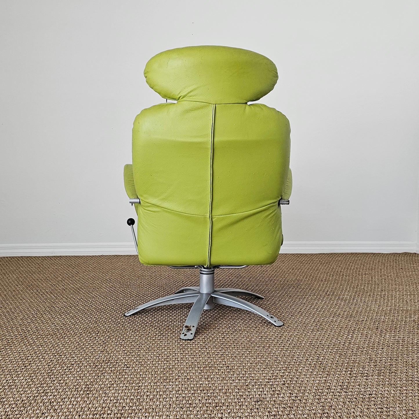 2007 Percival Lafer Reclining Lounge Chair – Lime Green Leather | Made in Brazil