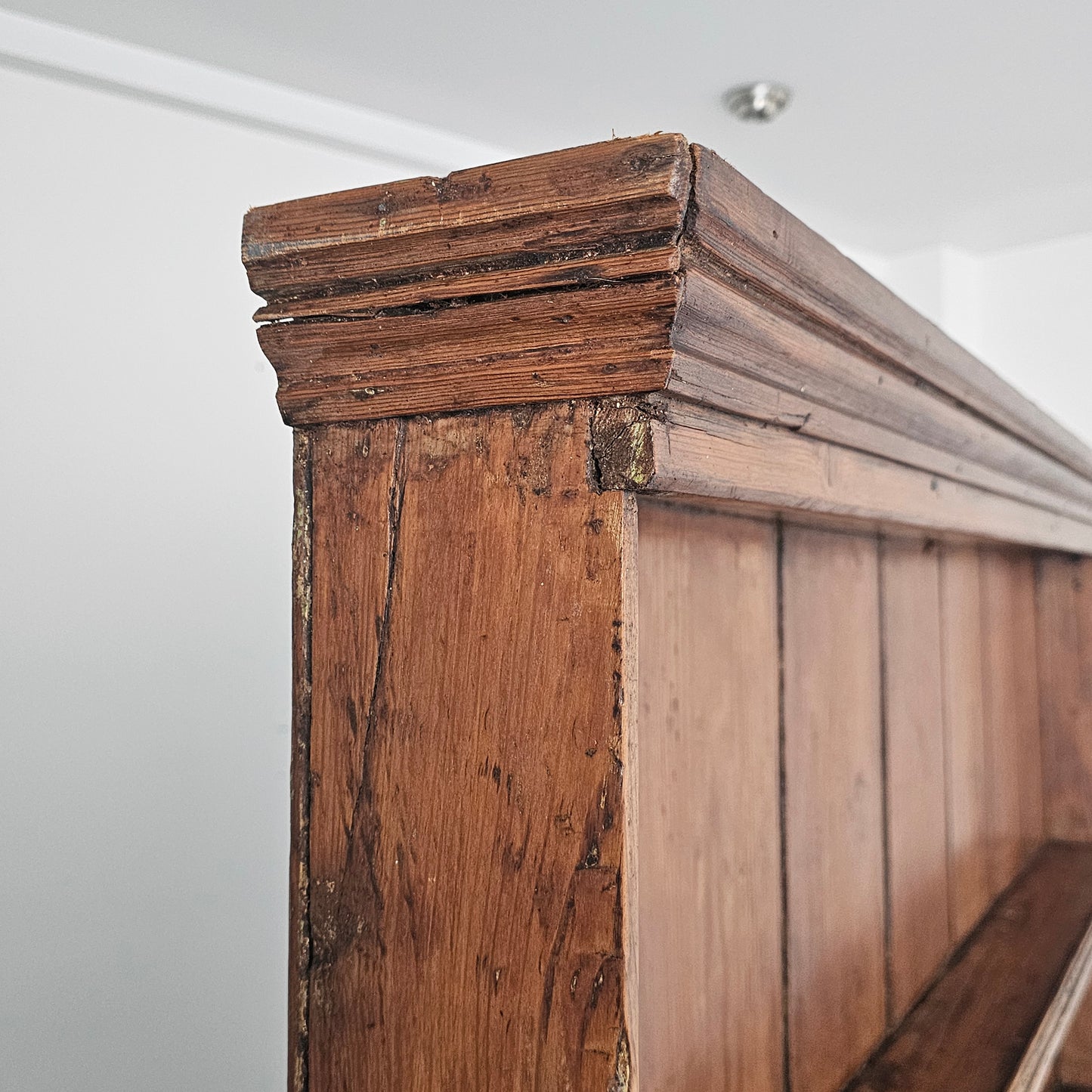 Antique Pine Cupboard & Open Plate Rack